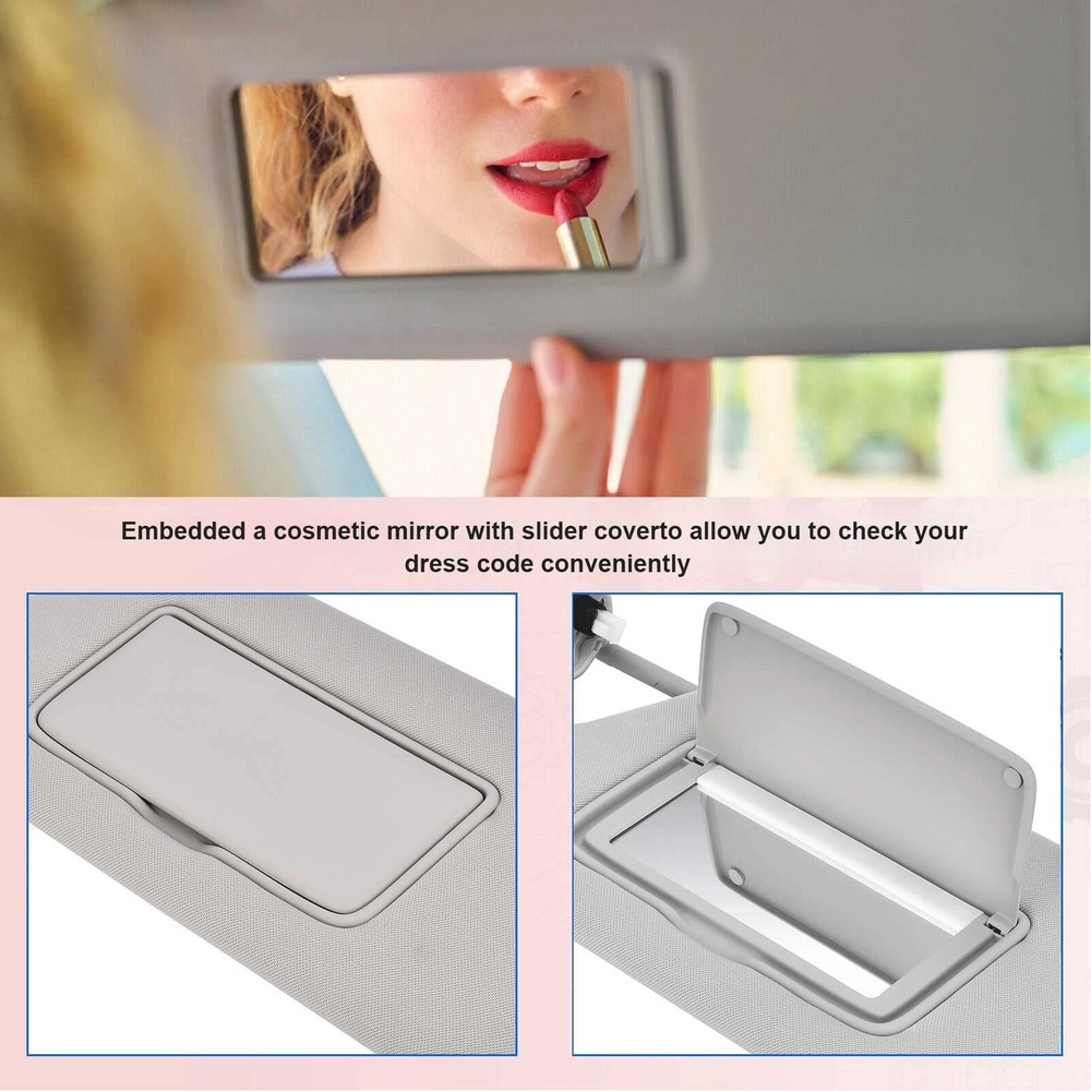 Nakuuly Left Driver Side Sun Visor Gray with Light, Side,