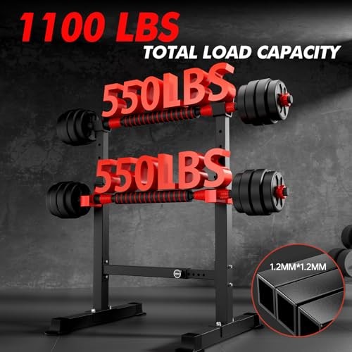 Adjustable Squat Rack, 550LBS Multi-Function Barbell Rack for Weight Lifting