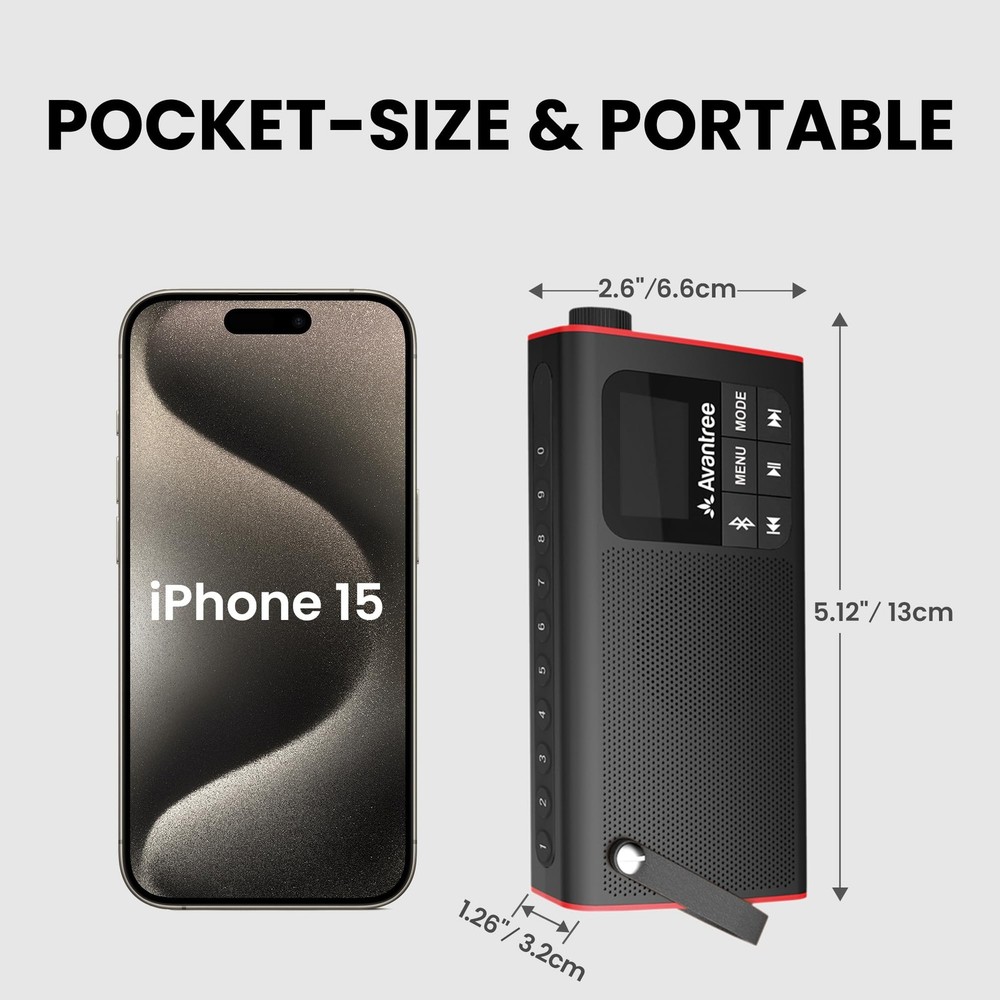 Black and Red Bluetooth FM Radio Wireless Streaming with SD Card Playback