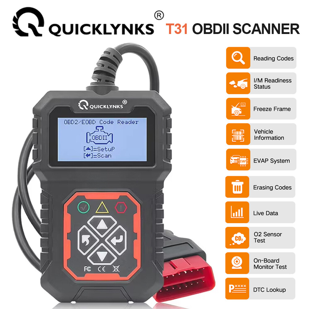 QUICKLYNKS T31 Car Engine Fault Code Reader OBD2 Scanner Engine Diagnostic Tool