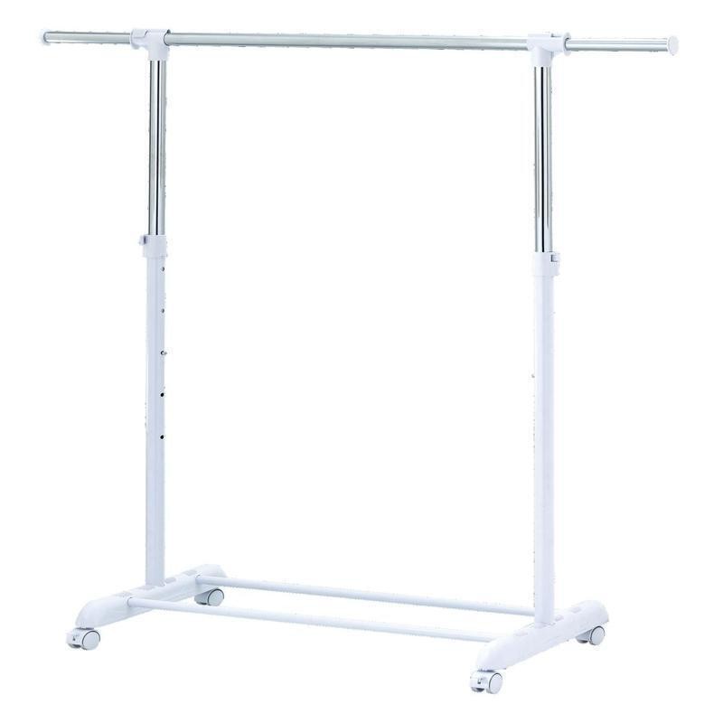 Adjustable Rolling Garment Rack Metal Chrome Storage Organizer Easy Install New