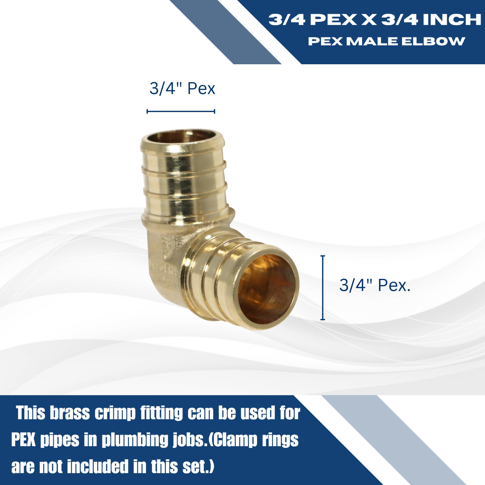 10 Pcs XFITTING 3/4" Pex Elbow, Lead Free Brass, Pex Barb Crimp Fittings