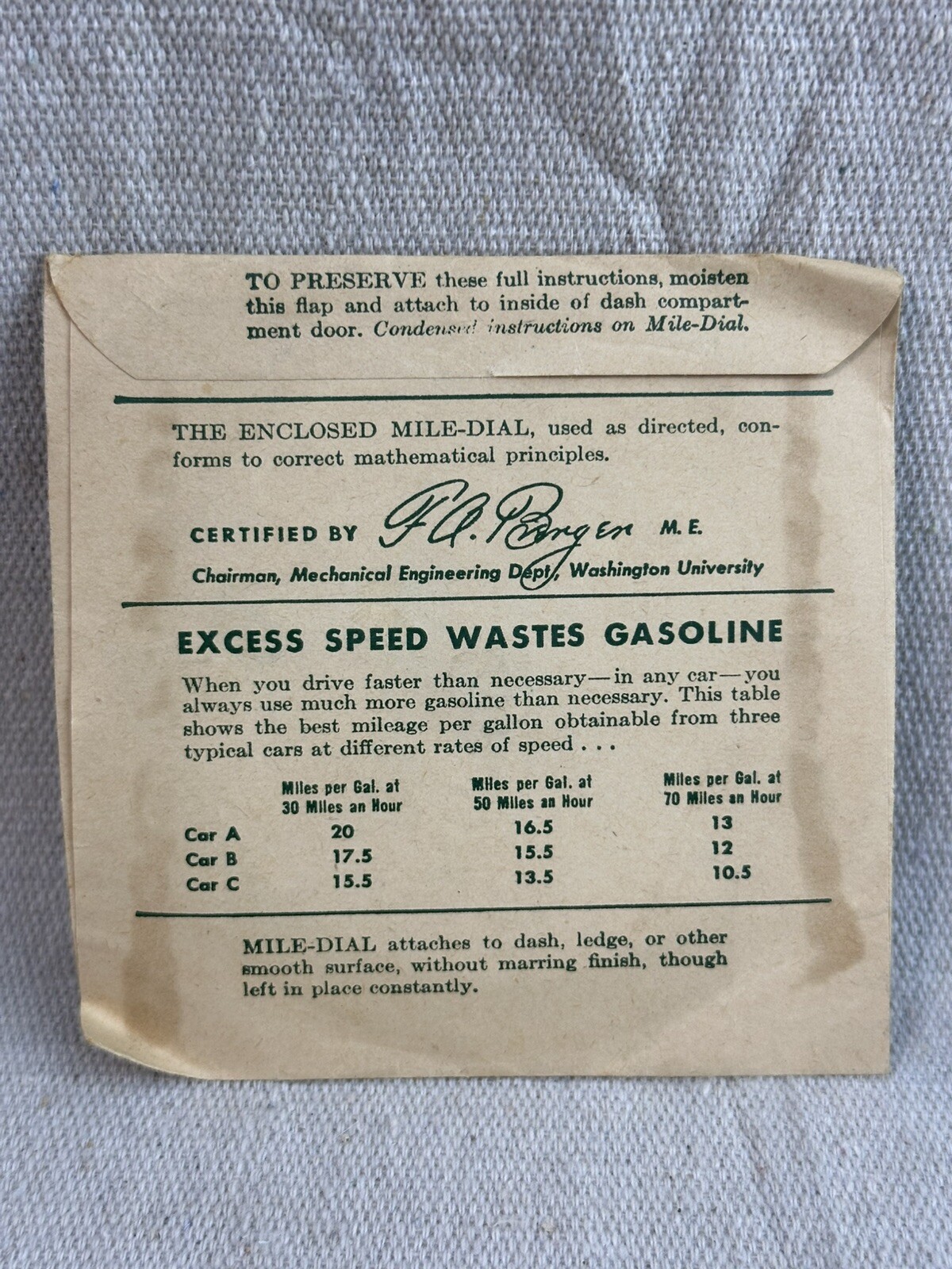 PP1 1940 CONOCO Mile-Dial Milage Calculator ~ Sealed