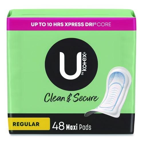 Kotex U by Kotex Security Maxi Pads, Unscented, Regular Absorbency, 48/Pack