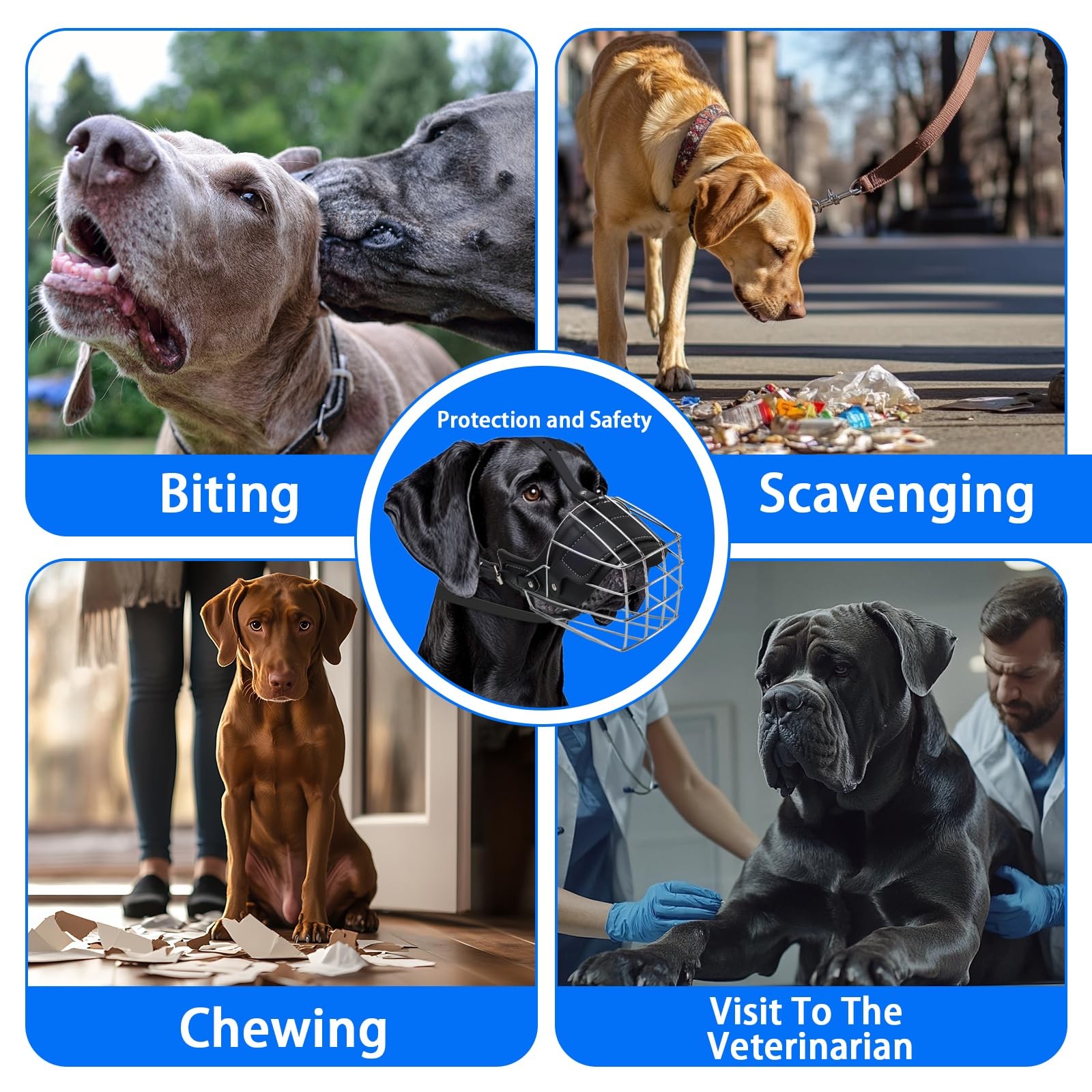 Extra Large Dog Muzzle For Great Dane Metal Basket Prevent Biting Breathable