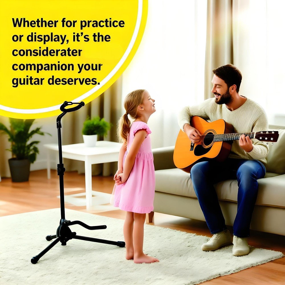 Thiposeam Adjustable Guitar Stand - Foldable Tripod Holder with Nitro Black