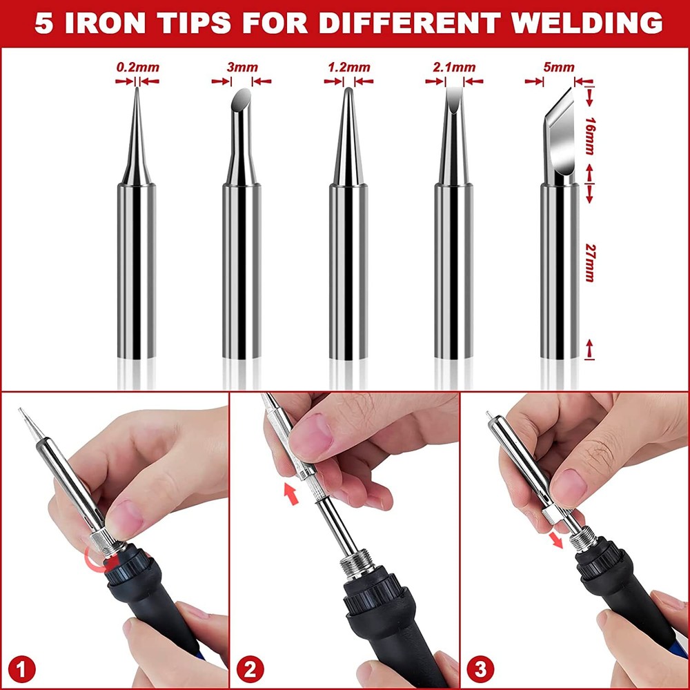 Soldering Iron Kit Electric 60W Digital Welding Iron Gun Tools Temp Adjustable