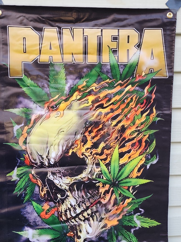 Pantera Burning Weed Skull Vinyl Banner 2x3 DIMEBAG DARRELL