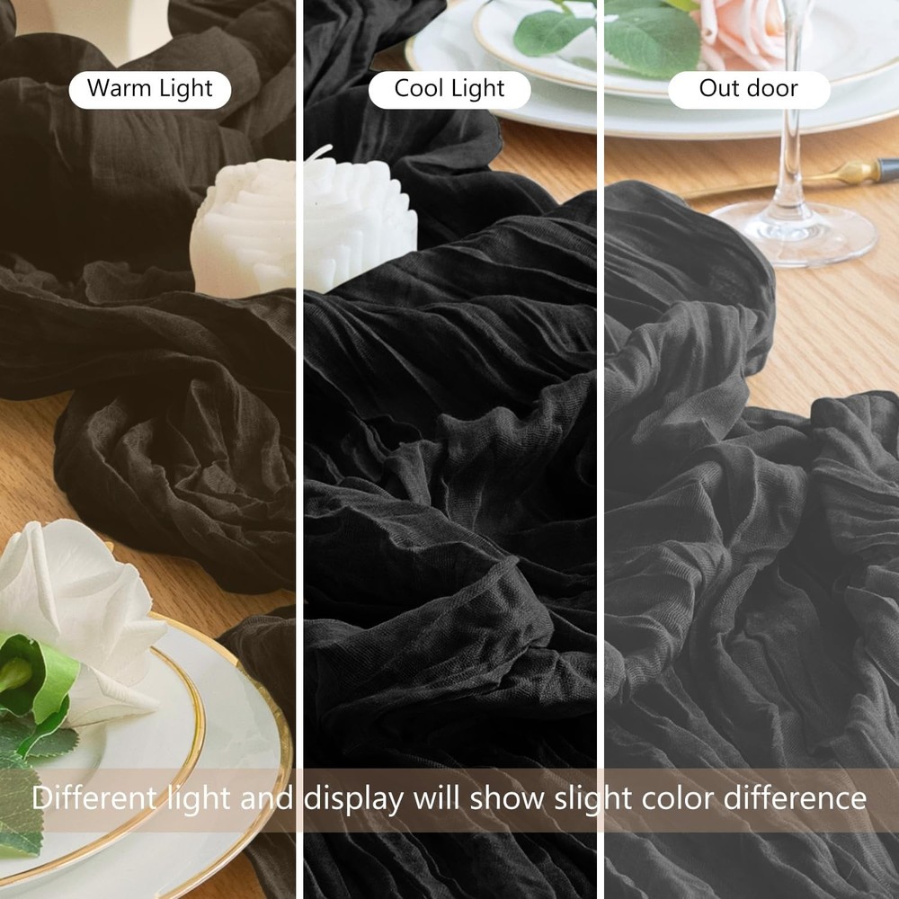 Wokceer Cheesecloth Table Runner Christmas 12Pack 10FT Black 12 Pack,