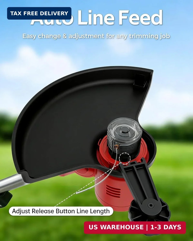 Electric Weed Eater with Auto Line Feed, Battery Powered Cordless String Trimmer
