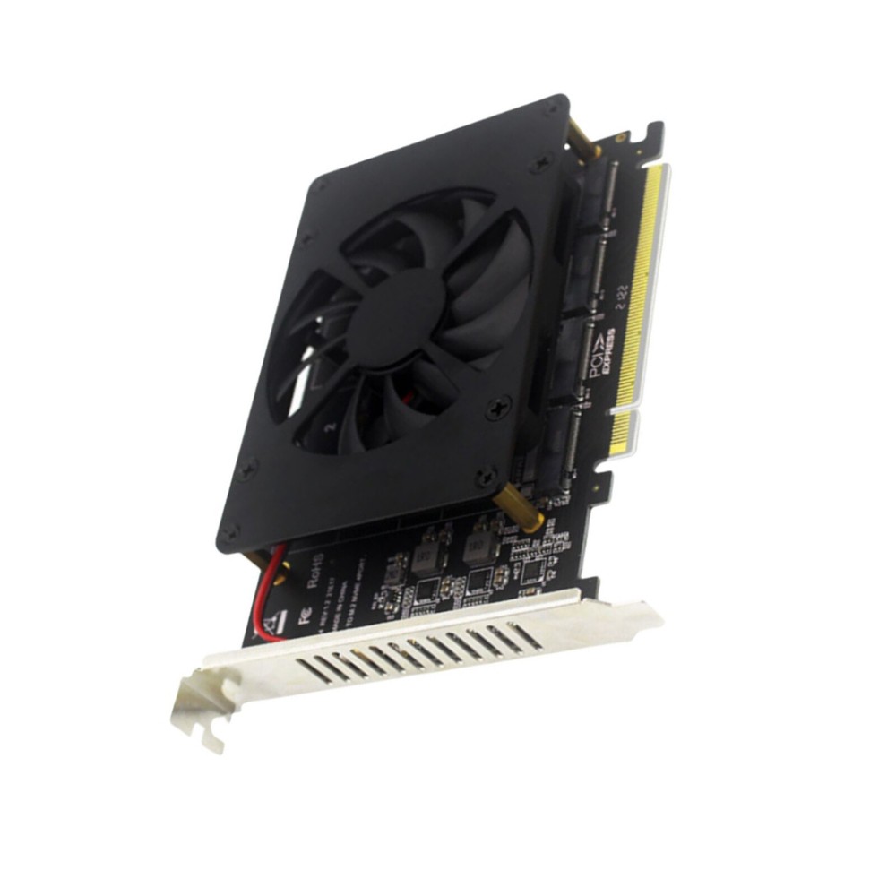 NVME M.2 Adapter Card PCIE X16 Splitter Expansion Controller 4-Disk Soft RAID