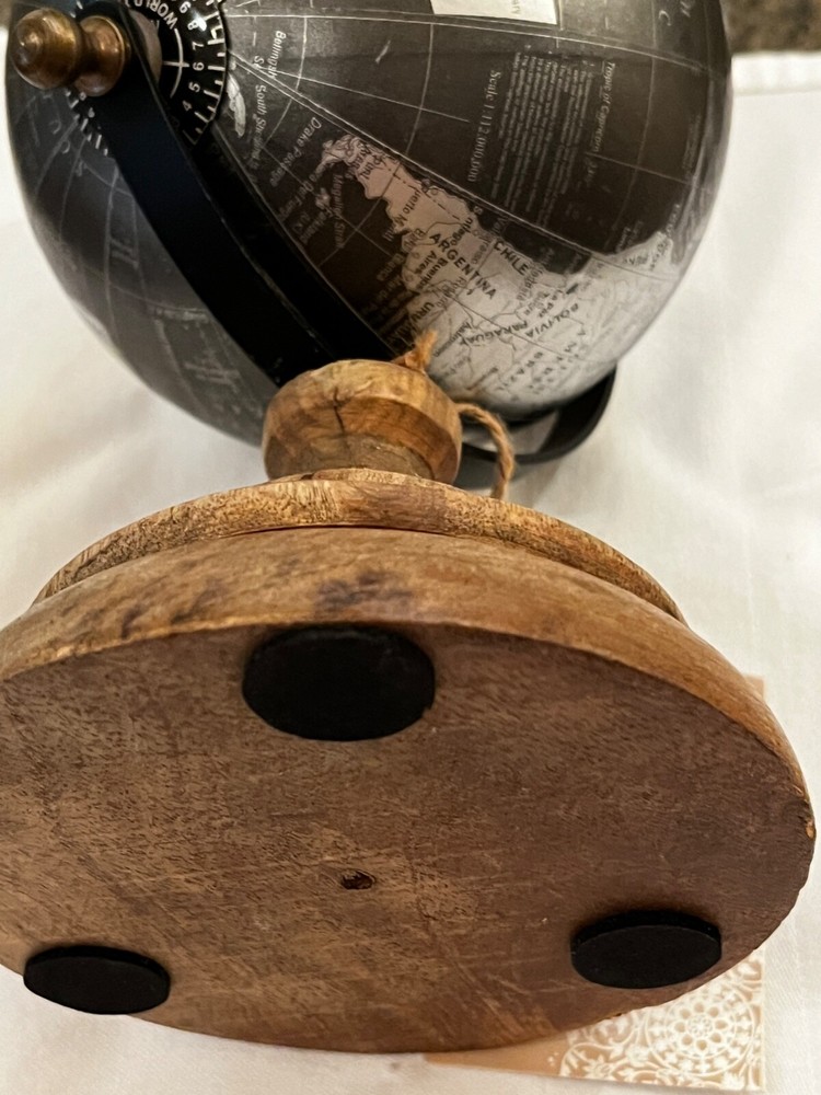 6" World Globe Black & Silver Decorative Desktop Small