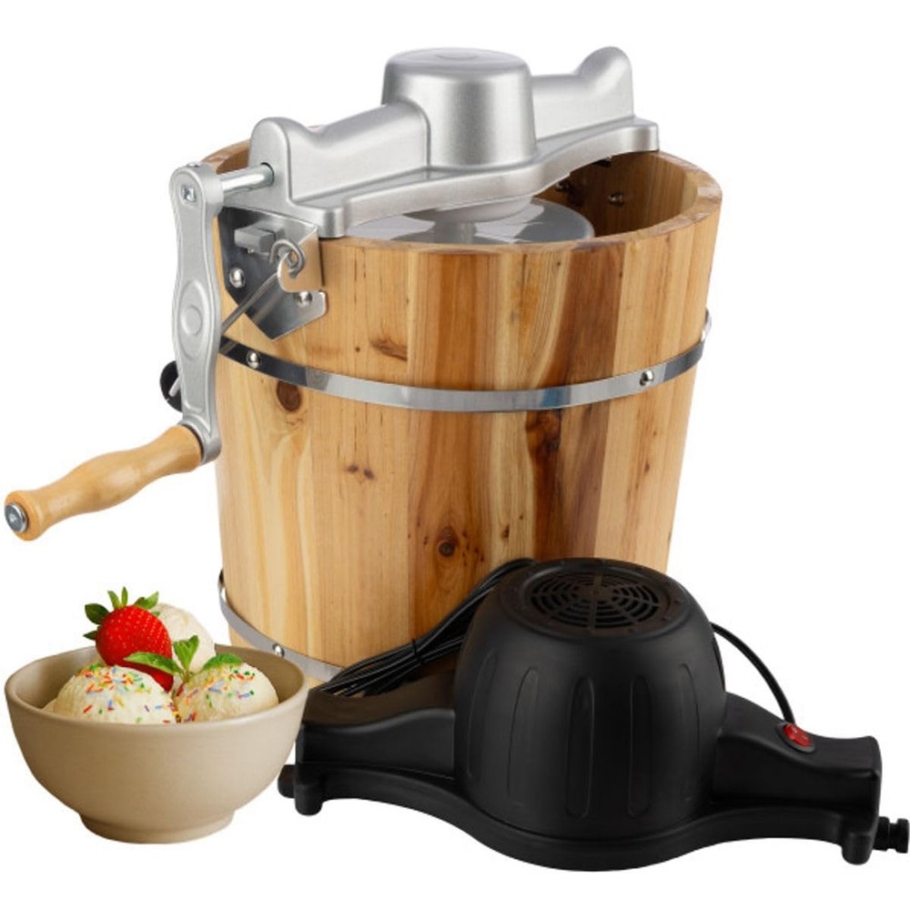 Electric Ice Cream Maker Machine - 4 Quart Old Fashioned Icecream Maker with Han