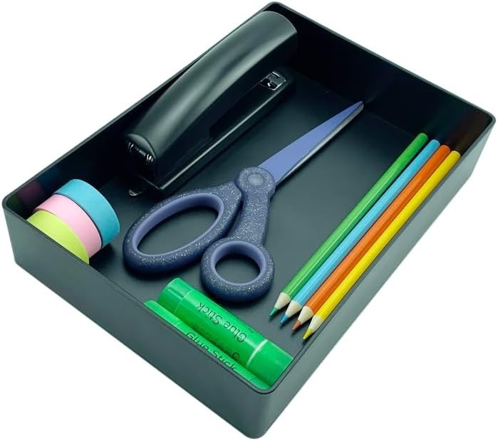 Rectangular Plastic Desk Organizer W/ Storage Trays Accessory Tray 9.4 x 6.7 x 2