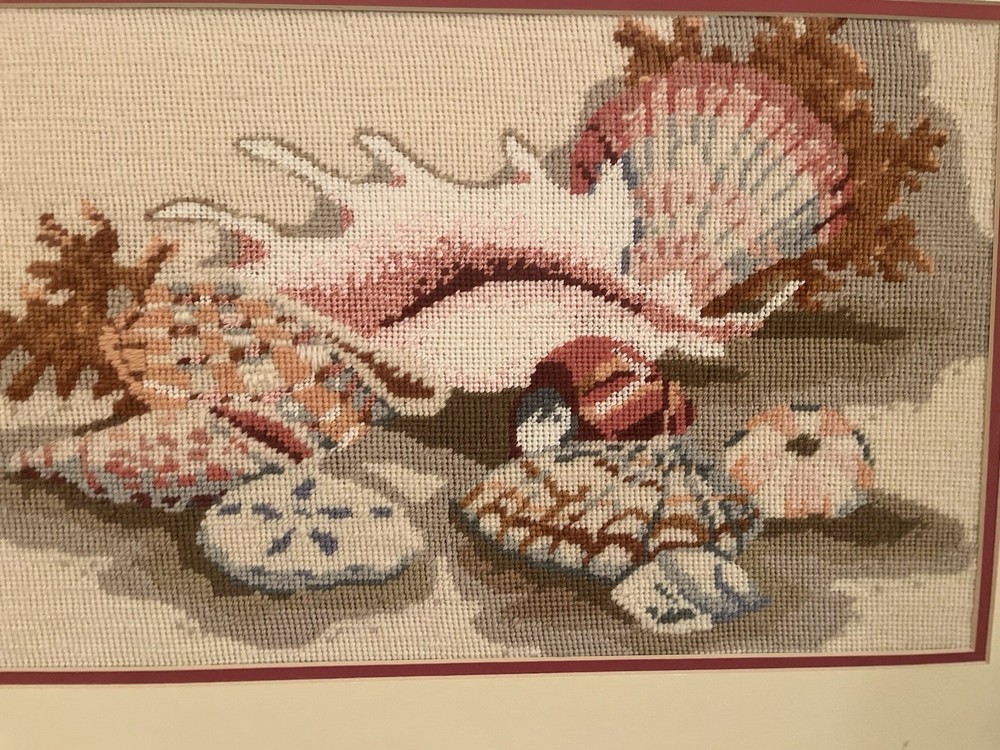 Vintage Needlepoint Picture "Shell Collection"