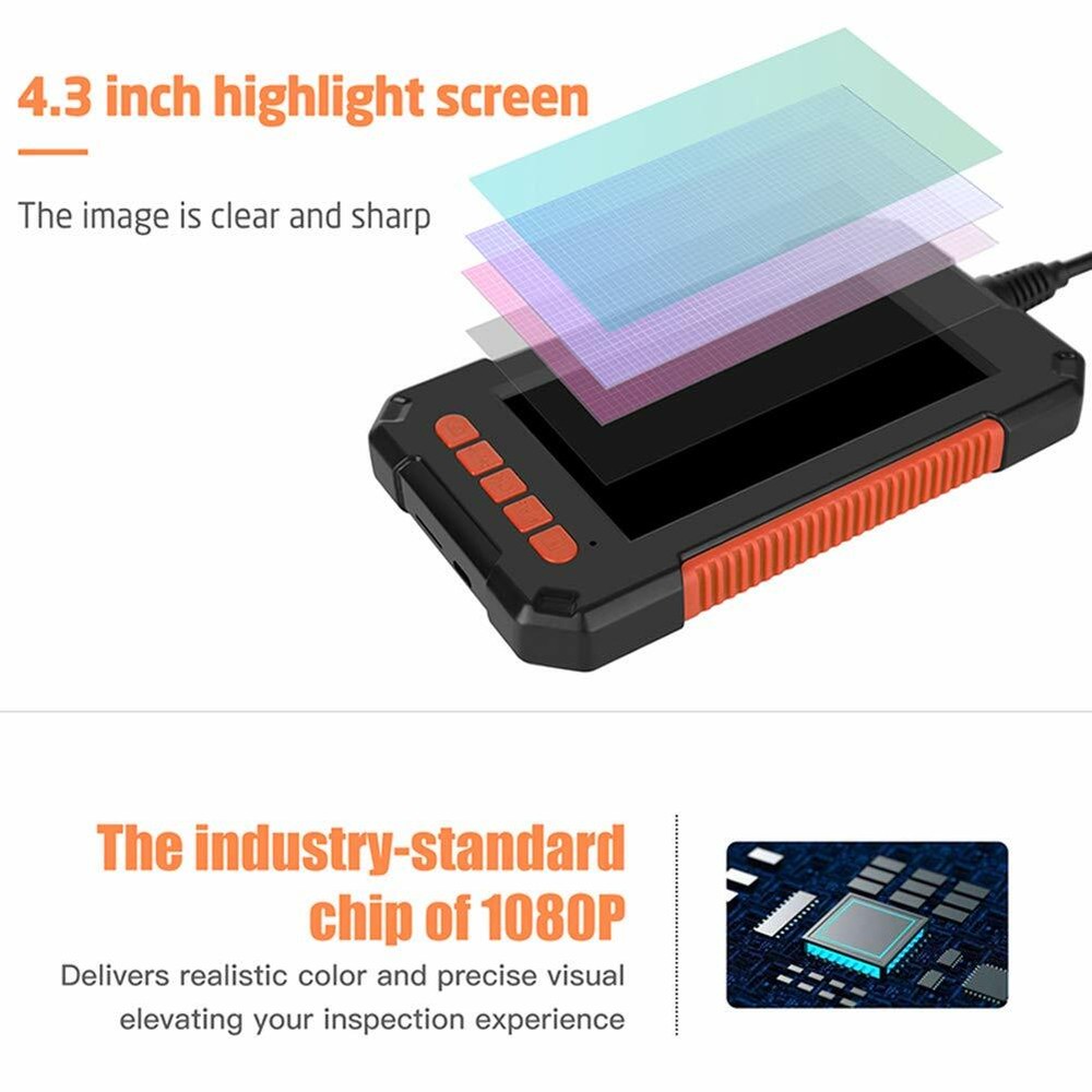 Precise Industrial Endoscope HD Camera 1080P 4.3" Screen Borescope Inspection US