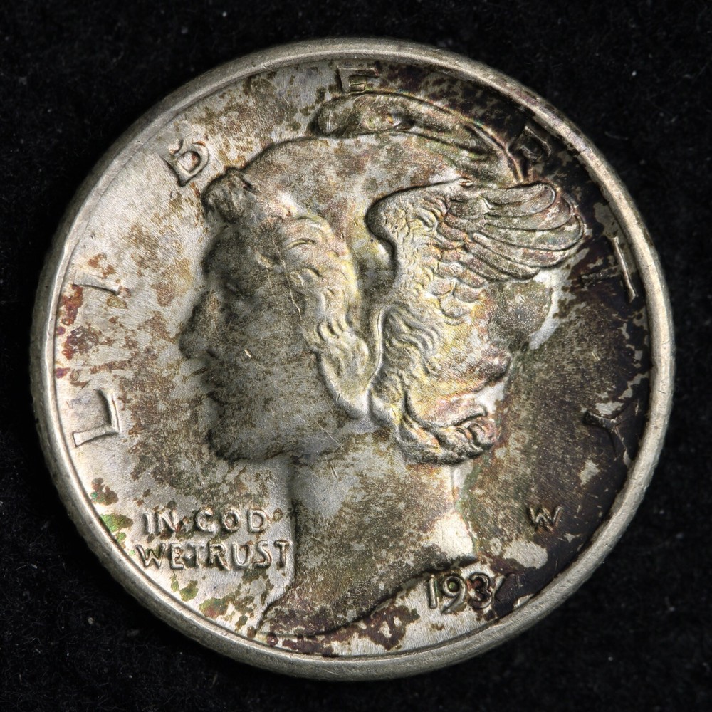 1934-D Mercury Silver Dime CHOICE BU *UNCIRCULATED* MS TONED E355 ZDFY