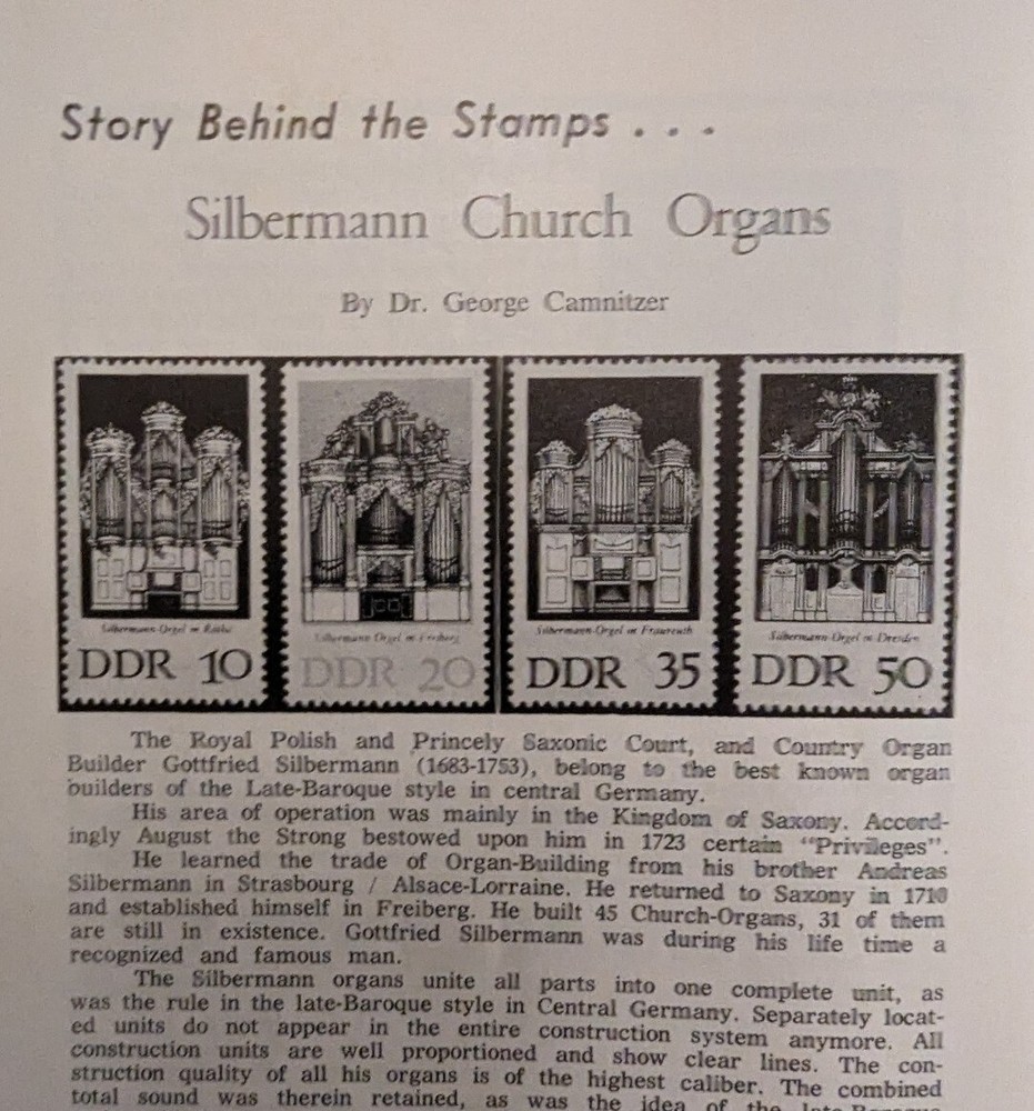German Postal Specialist Oct 1976 British Military Mail Silbermann Church Organs