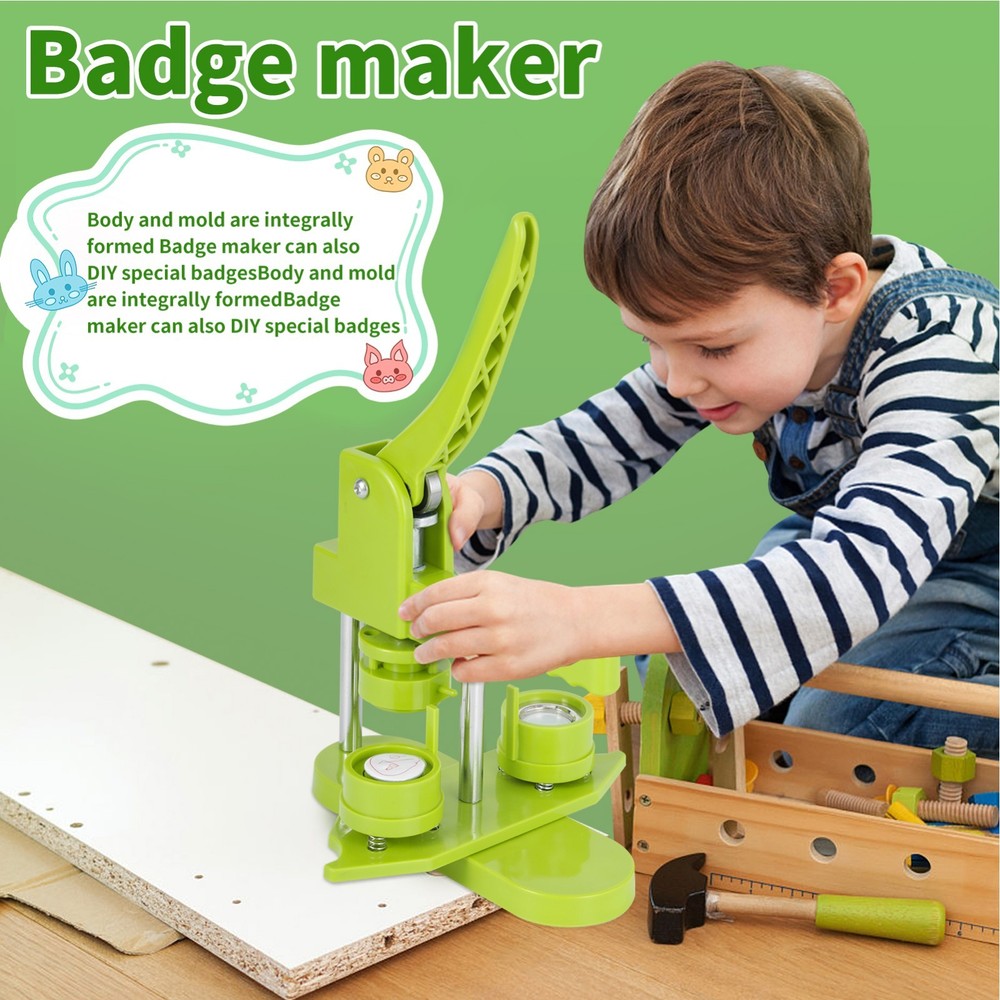 Button Maker Machine 58mm Pin Press with Complete 100-Piece DIY Starter Kit
