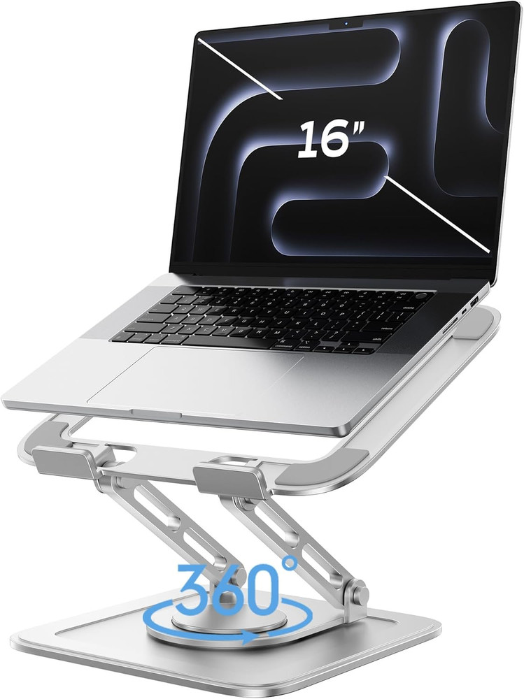 Adjustable Laptop Stand, Computer Stand with 360 Rotating Base, Ergonomic Lapto