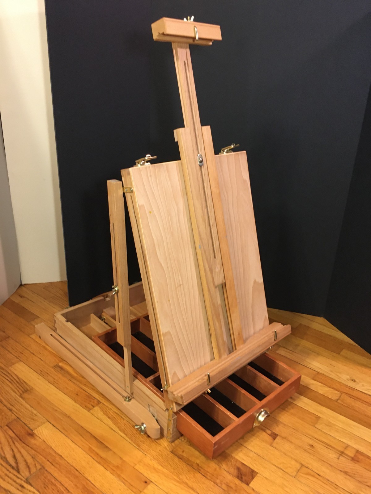 **Vintage FRENCH EASEL FOLDING ARTIST SKETCHBOX PORTABLE SOLID WOOD STORAGE