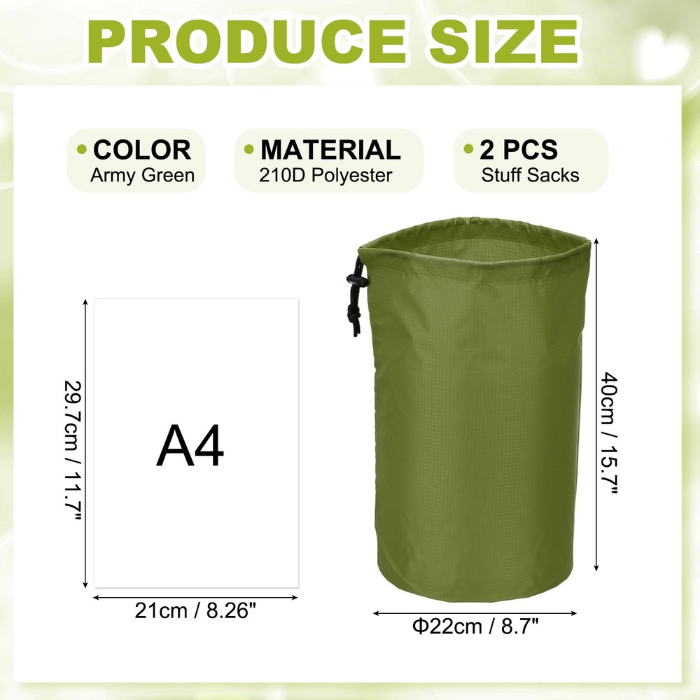 Drawstring Bag, Storage Bags, 9x16" & 2Pcs & Army Green