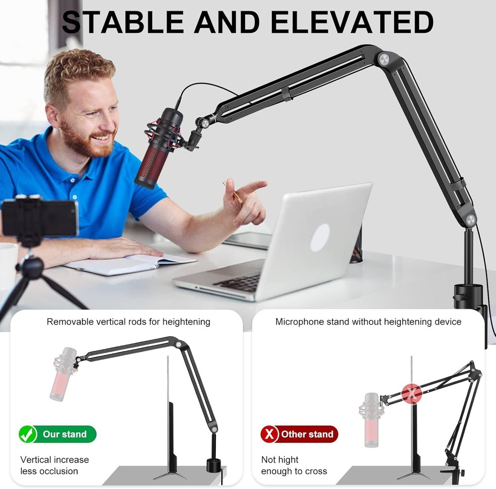 Compact Microphone Boom Arm, 360° Rotation for Optimal Sound Positioning