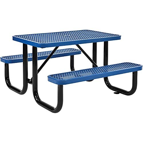 4' Rectangular Expanded Metal Picnic Table 48"L x 62"WBlue