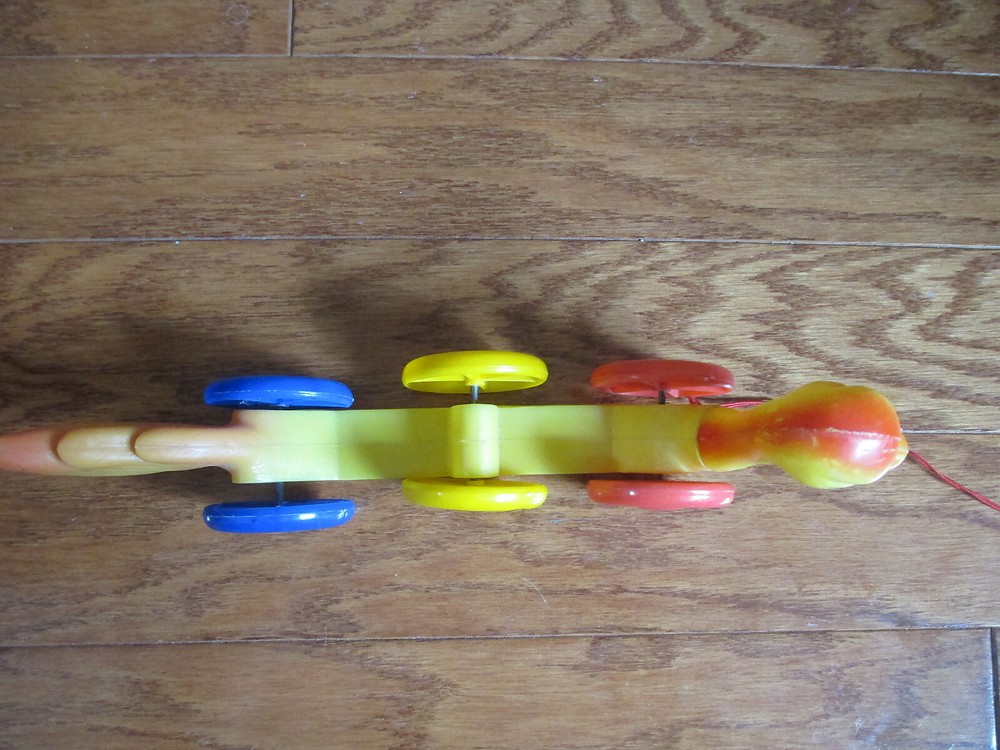 Unique Antique Vintage Soft & Hard Plastic Duck Pull Toy