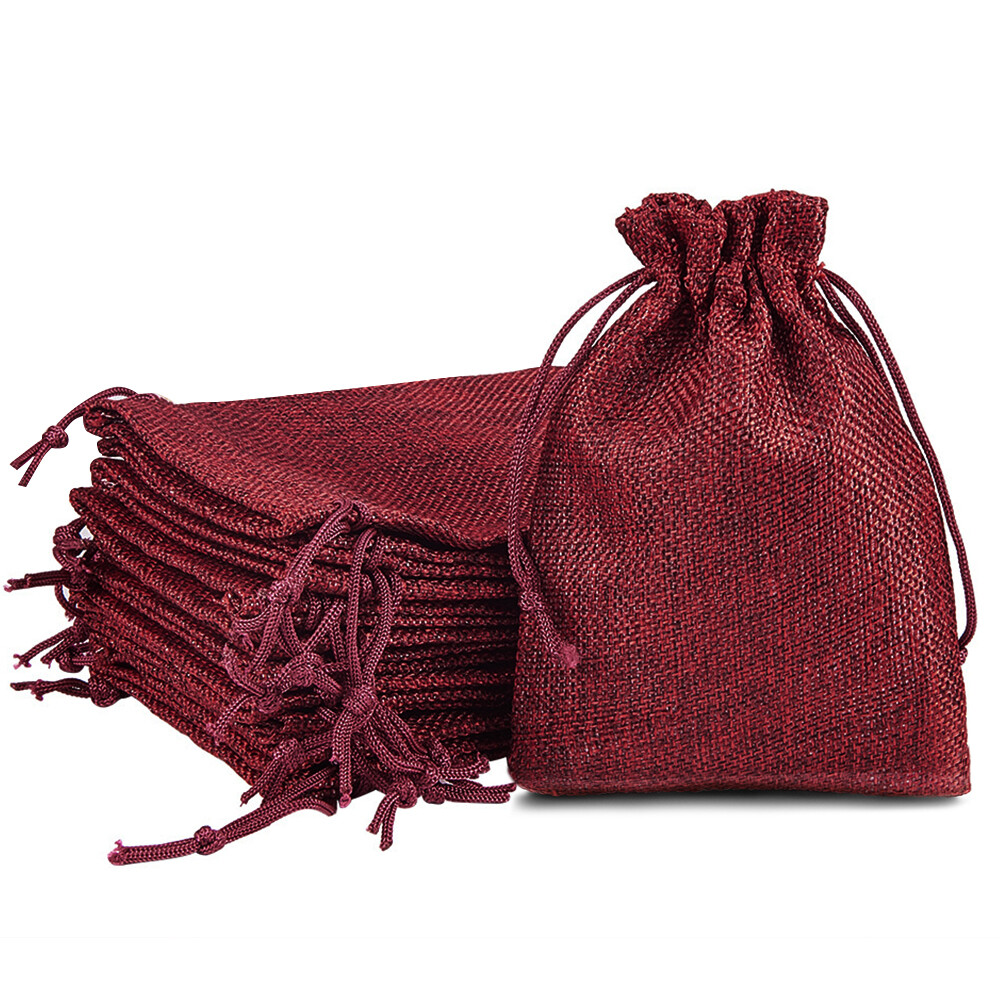 100 200 Wedding Favor Bags Hessian Burlap Jute Gift Bag Jewelry Drawstring Pouch