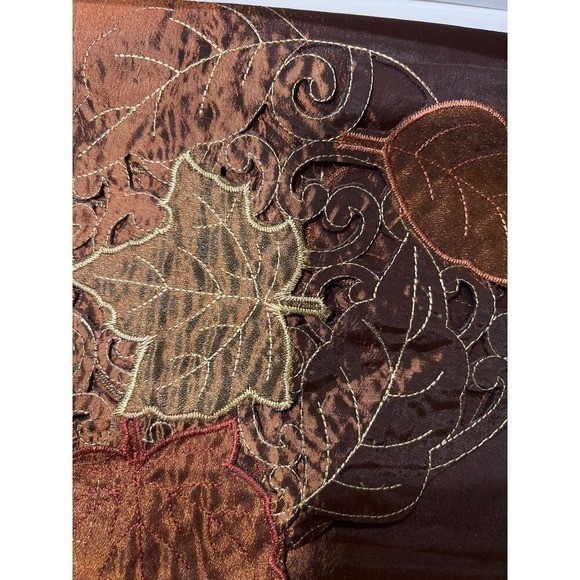 Table Runner 13x70 Bronze Polyester Shimmer Ridge Fall Leaves Pattern 2014