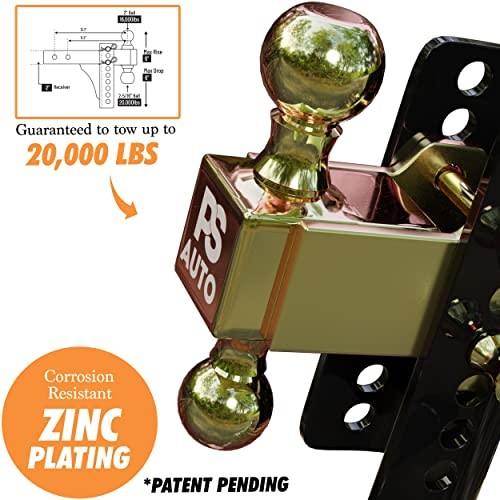 Adjustable Trailer Hitch – Trailer Hitch, Adjustable, Ball Mount Hitch - 2