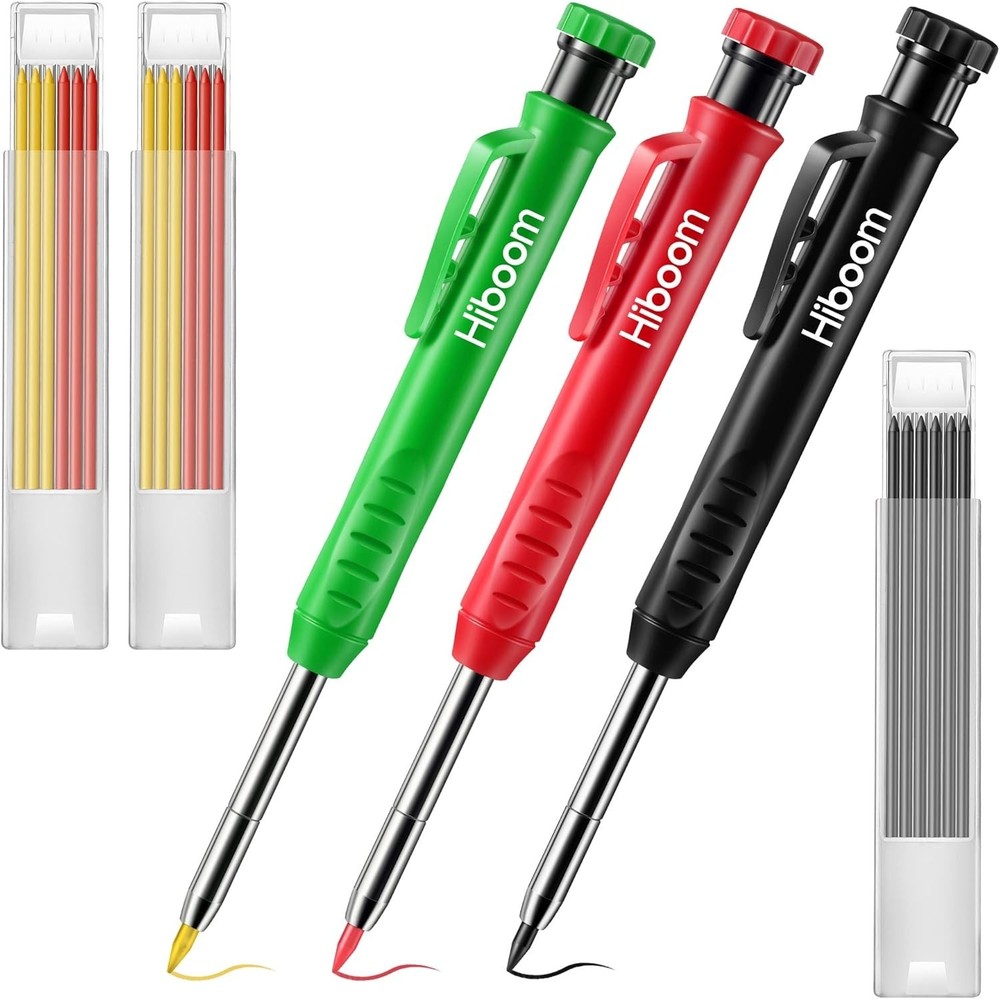 Carpenter Pencil Set with Refills Deep Hole Marking Tool Multi-Color