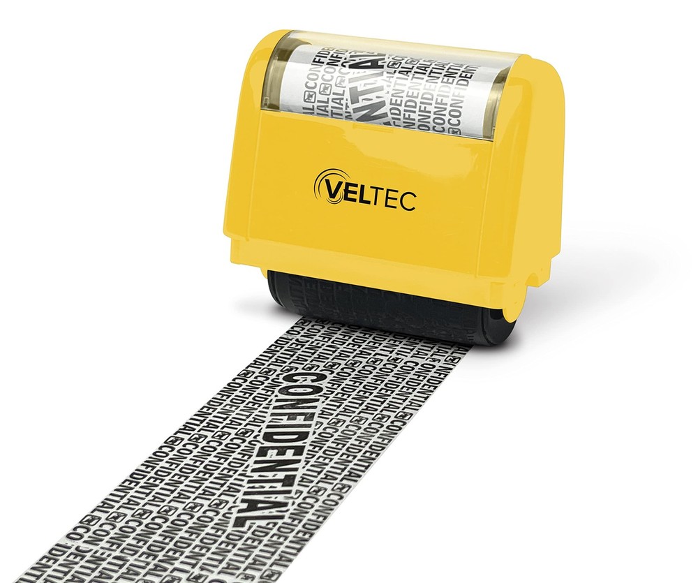 ID Protector Ink Roller - Identity Theft Protection Roller Stamp (Yellow, Sta...