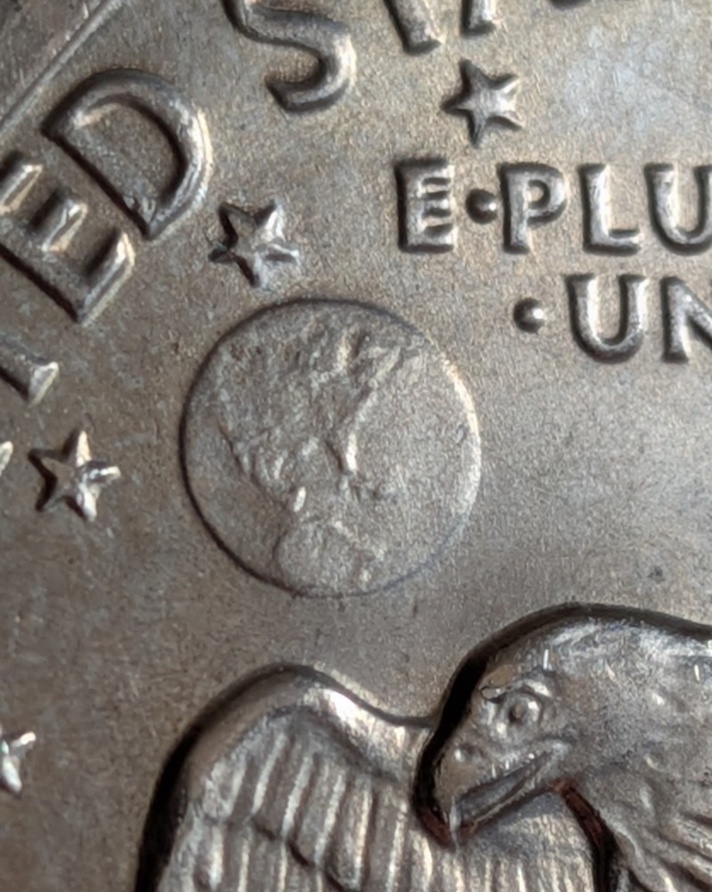 1979 D Susan B Anthony Dollar Error: Filled D Mint Mark, E Pluribus Dot.