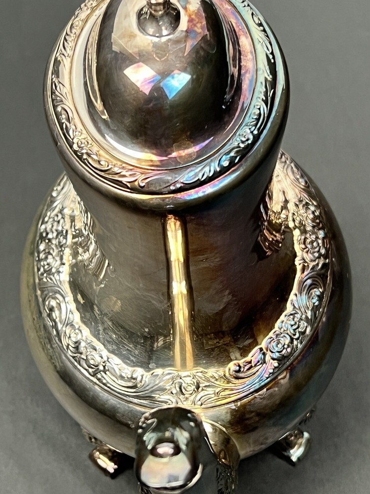 Vintage Oneida Community Silver-plate Tea Pot Ballad Community Rose Pattern