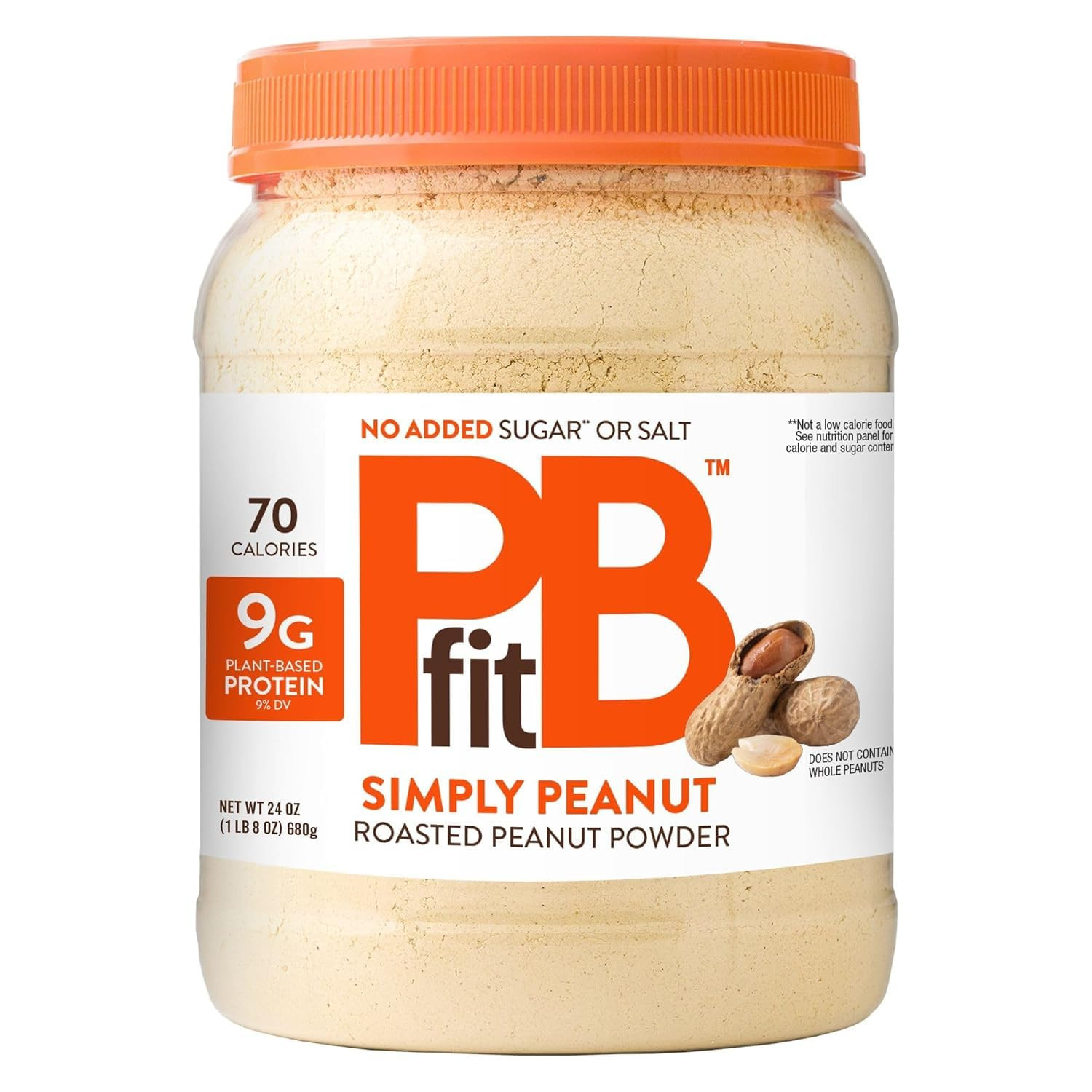 Pbfit 24 Ounce Simply Peanut Powdered Peanut Powder, No Added Sugar or Salt, Non