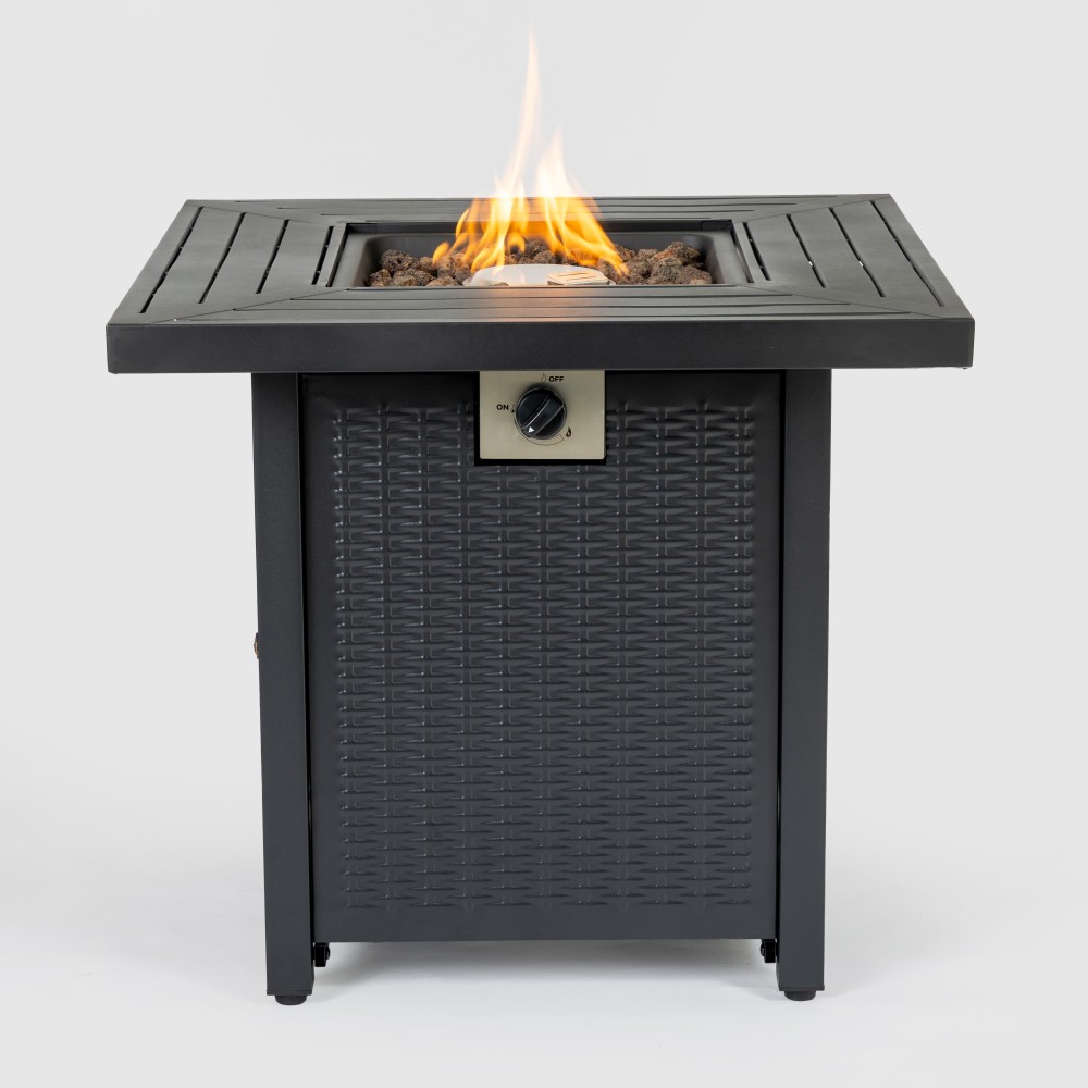 Propane Fire Pit Table with Waterproof Cover and Adjustable Flame