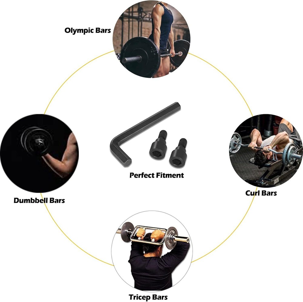 Replacement 2pc Hex Bolts for Olympic Bars, Curl Bars, Tricep Bars Dumbbell Bars