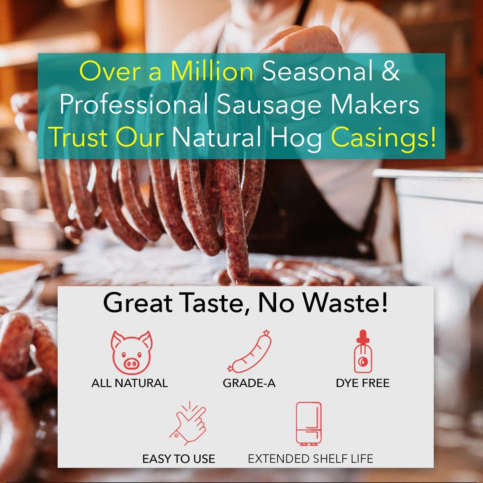The Sausage Maker Natural Hog Sausage Casings Grade-A Edible Skin Whole Hank