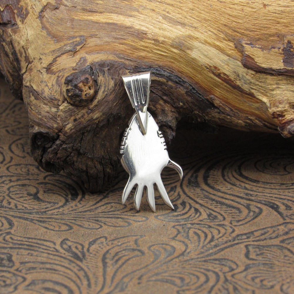 Sterling Silver Inlay Shadowbox Paw Pendant