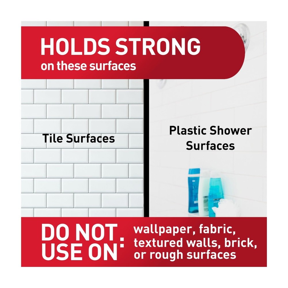 Command Bath Shower Head Holder, White, 1 Holder,Holds 4 lbs