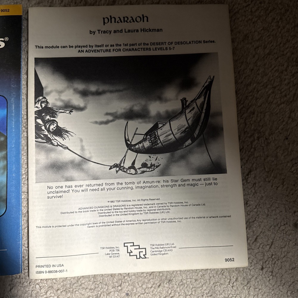 ADVANCED DUNGEONS & DRAGONS Pharaoh 1982 TSR 9052 Module I3