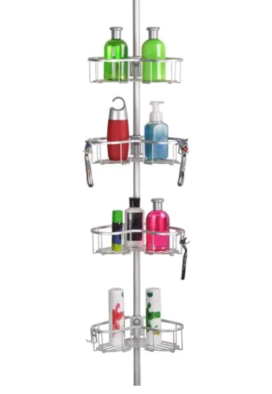 Utopia Alley Shower Caddy Corner 4-Flat Adjustable Shelf Rustproof Satin Chrome