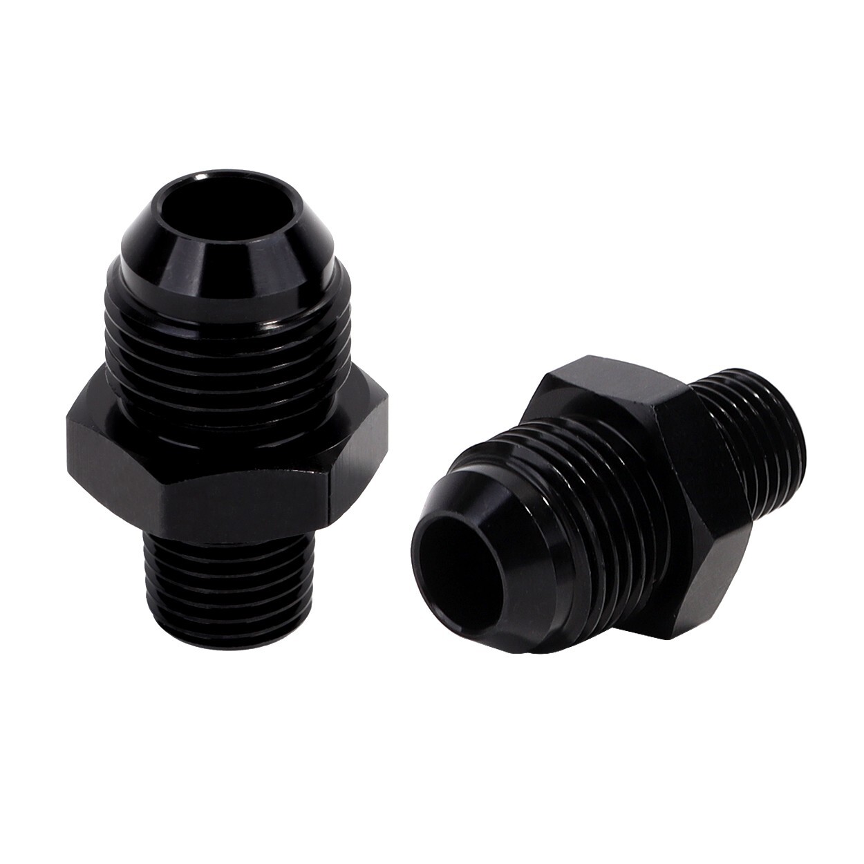 1/2" NPT to 6AN Fitting Male Straight Fittings Adapter Aluminum Black 2Pcs