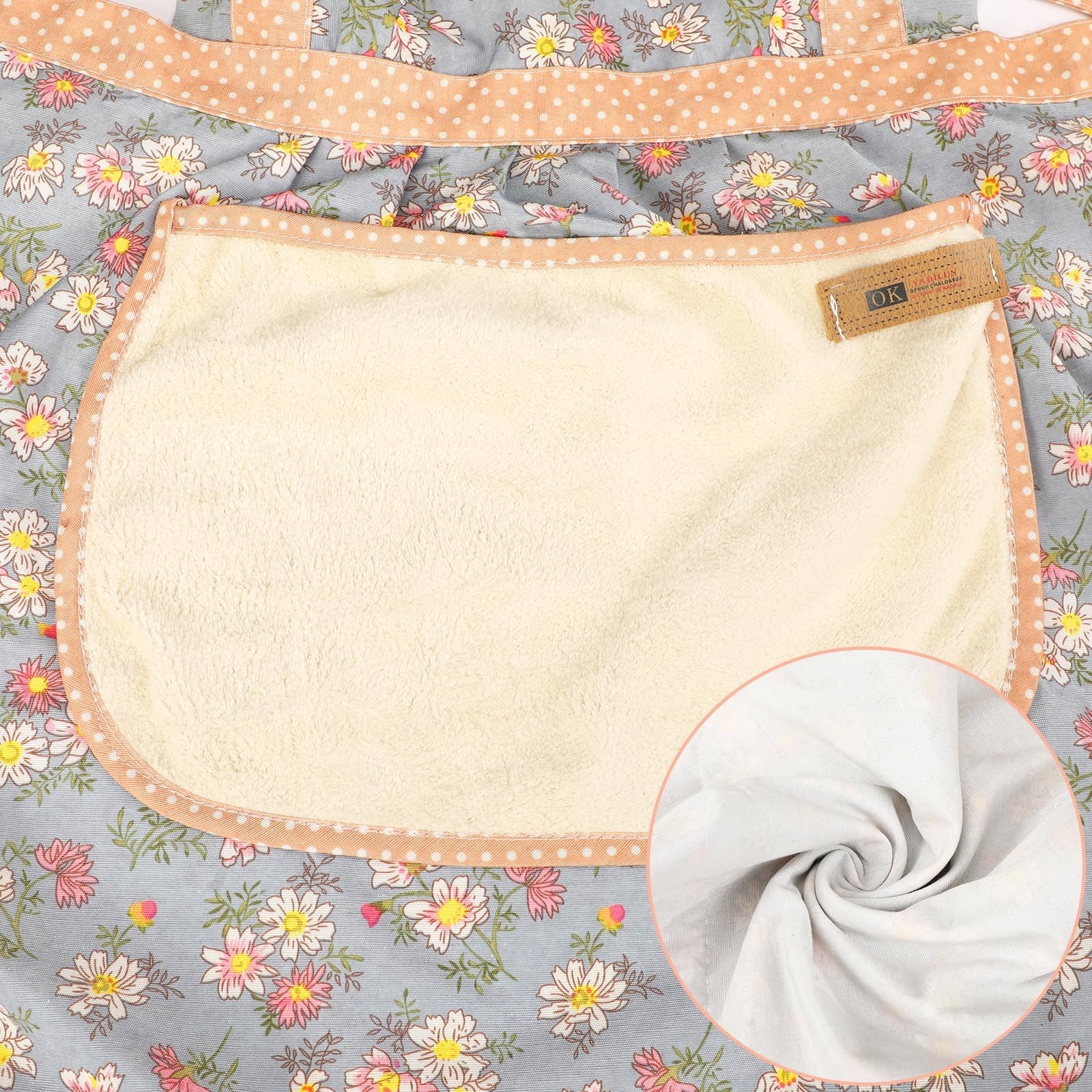 AUGSUN 2Pcs Women Aprons with Pockets, Girls Floral Apron with Big Pocket Bak...