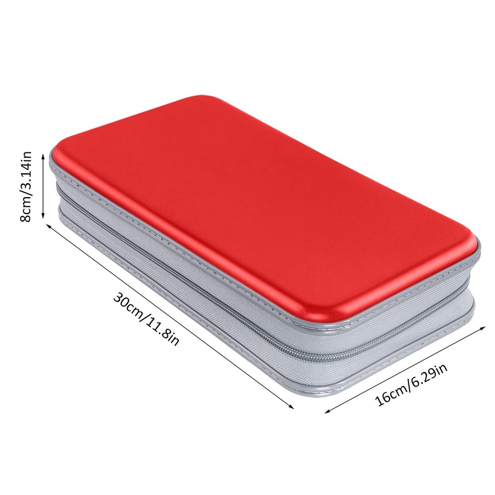 Large Capacity 80 CD DVD Case Durable Red Storage Organizer with Slide Lock