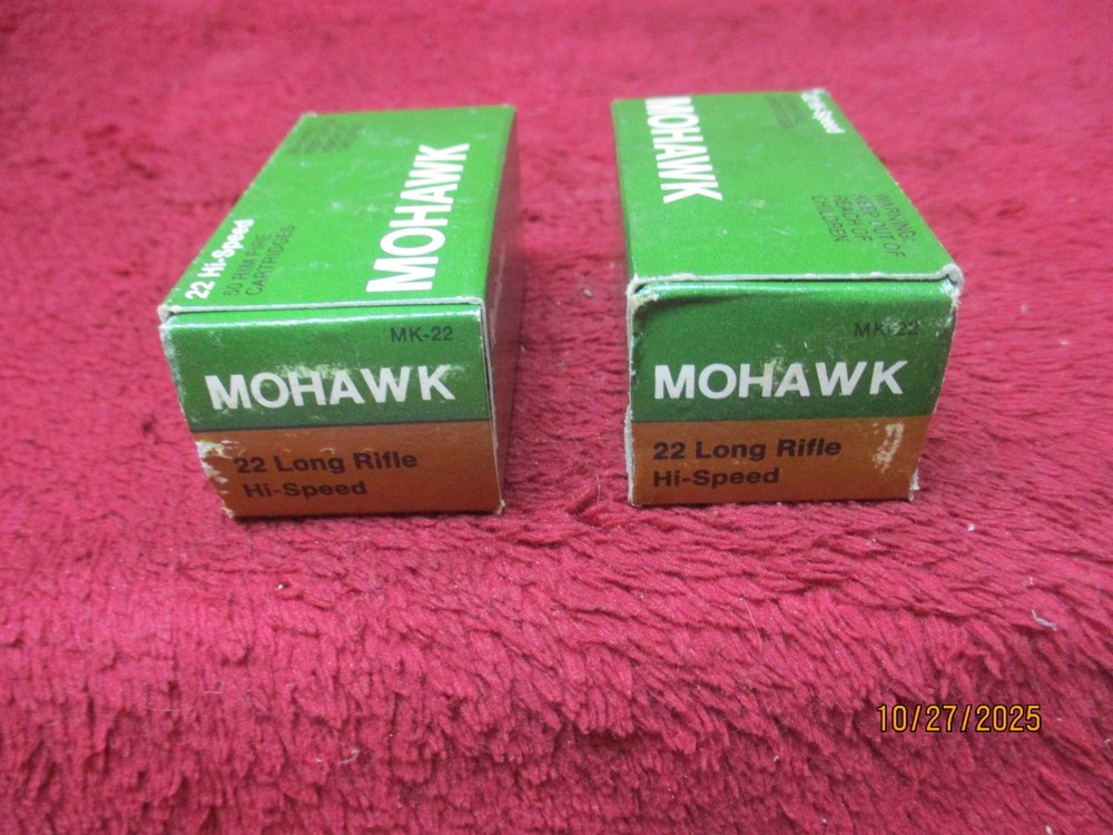 2 Vintage Reminton/Mohawk 22 Long Rifle Boxes., Ammo Boxes, (Empty)