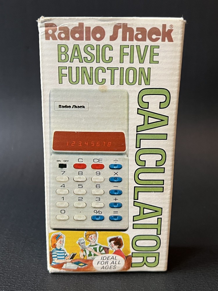 Vintage Radio Shack Calculator Basic 5 Function w Box EC-221 Working Please Read