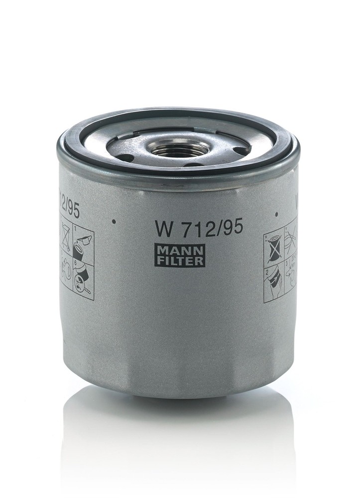 Mann Filter W 712/95 Spin-On Oil Replacement Compatible Silver Gray